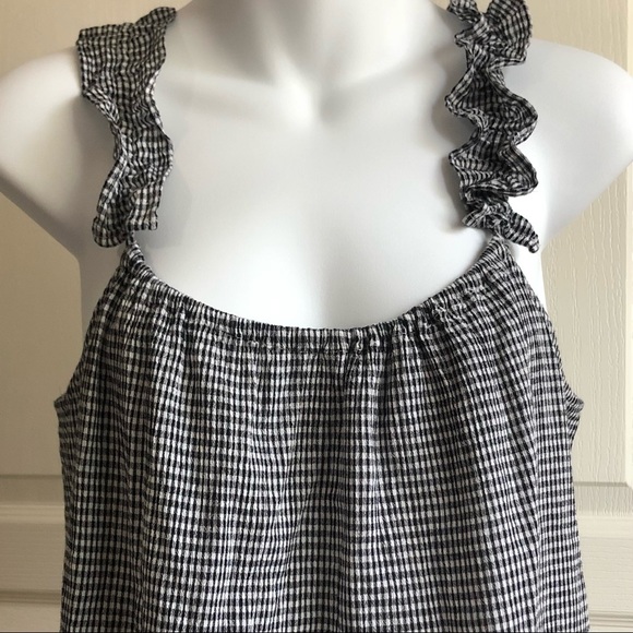 Madewell Ruffle -Strap Gingham Cami Top Sz 6 - Picture 5 of 8